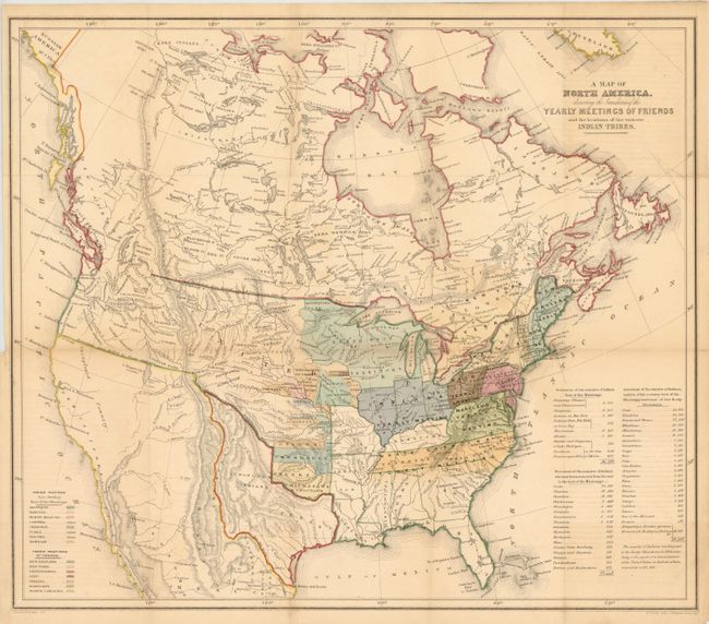 Aboriginal America, East of the Mississippi [and] A Map of North America, Denoting the Boundaries of the Yearly Meetings of Friends and the Locations of the Various Indian Tribes