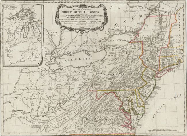 A General Map of the Middle British Colonies, in America, containing Virginia, Maryland, the Delaware Counties, Pennsylvania and New Jersey.  With the Addition of New York, and of the Greatest Part of New England