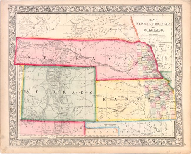 Map of Kansas, Nebraska and Colorado