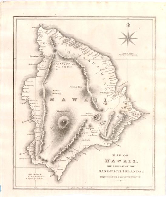 Map of Hawaii, the Largest of the Sandwich Islands; Improved from Vancouver's Survey