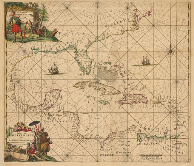 Indiarum Occidentalium Tractus Littorales cum Insulis Caribicis ... / Pascaert van Westindien ende Caribise Eylanden