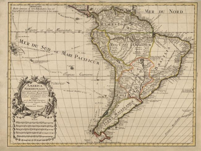 America Meridionalis Concinnata juxta Observationes  per G. de L'Isle, Geographum