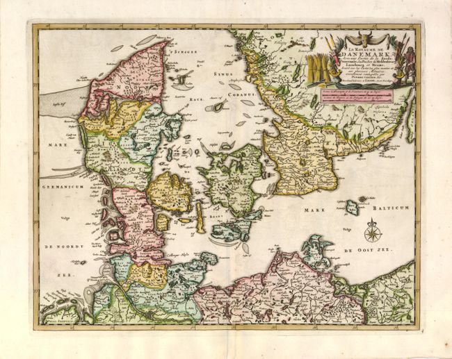 Le Royaume de Danemark, avec une Partie de la Suede, Pomeranie, des Duchez de Meklenbourg, Lunebourg et Breme