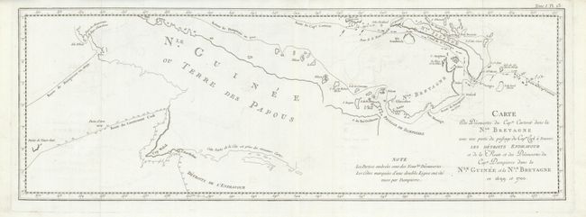 Carte des Decouvertes du Capne. Carteret dans la Nle. Bretagne avec une Partie du Passage du Capne. Cook a Travers les Detroits Endeavour et de la Route et des Decouvertes du Cap. Dampierre dans la Nle Guinee et la Nle. Bretagne en 1699 et 1700