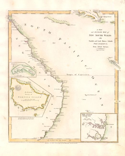 A New and Accurate Map of New South Wales with Norfolk and Lord Howes Islands Port Jackson &c. from Actual Surveys