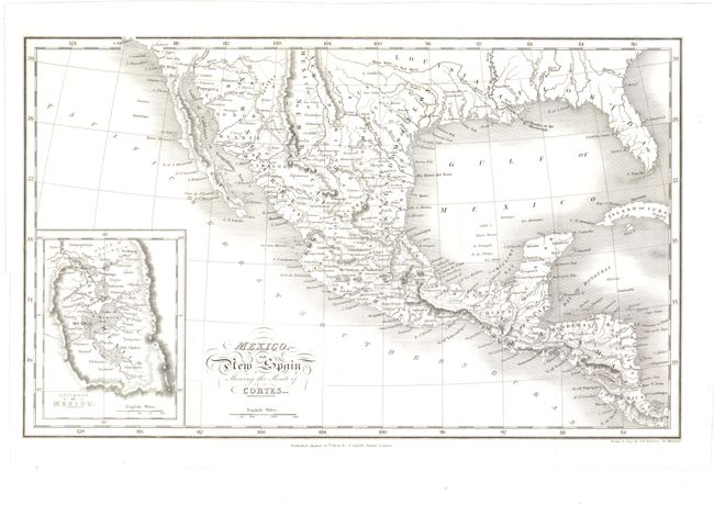 Mexico or New Spain Shewing the Route of Cortes