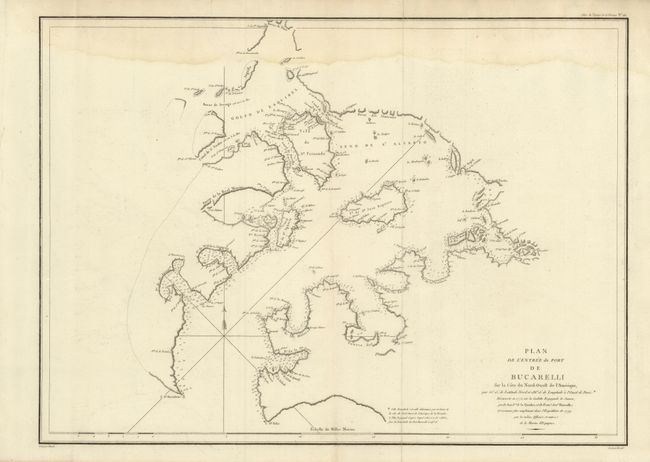 Plan de l'Entree du Port de Bucarelli sur la Cote du Nord-Ouest de l'Amerique, par 5515' de Latitude Nord et 13615' de Longitude a l'Ouest de Paris. Decouverte en 1775