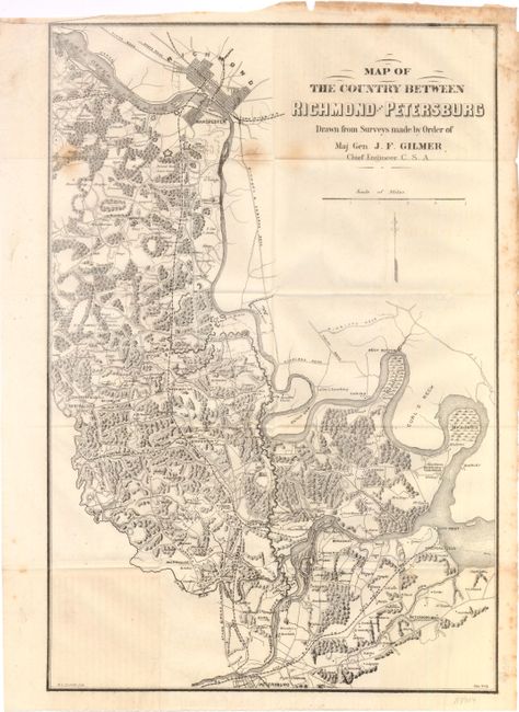 Map of the Country Between Richmond and Petersburg Drawn from Surveys Made by Order of Maj. Gen. J. F. Gilmer Chief Engineer. C. S. A.