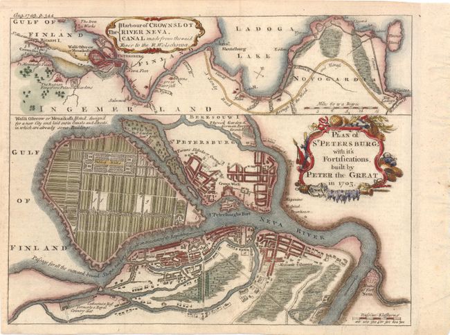 Plan of St Petersburg; with it's Fortifications, Built by Peter the Great in 1703 [on sheet with] The Harbour of Crownslot River Neva, Canal Made from the Said River to the R. Wolschowa