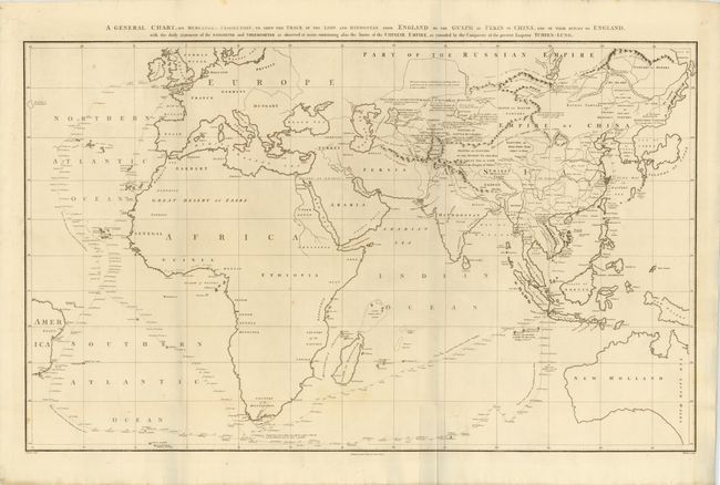 A General Chart on Mercator's Projection, to Shew the Track of the Lion and Hindostan from England to the Gulph of Pekin in China,  also the Limits of the Chinese Empire, as Extended by the Conquests of the Present Emperor Tchien-Lung.