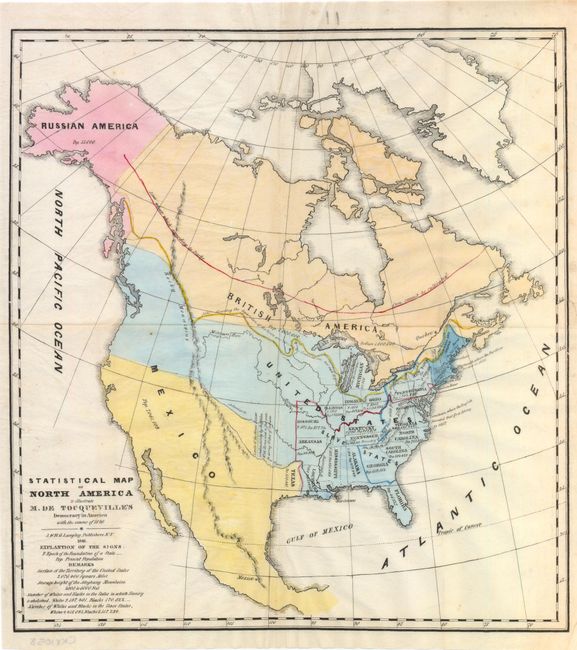 Statistical Map of North America to Illustrate M. De Tocqueville's Democracy in America