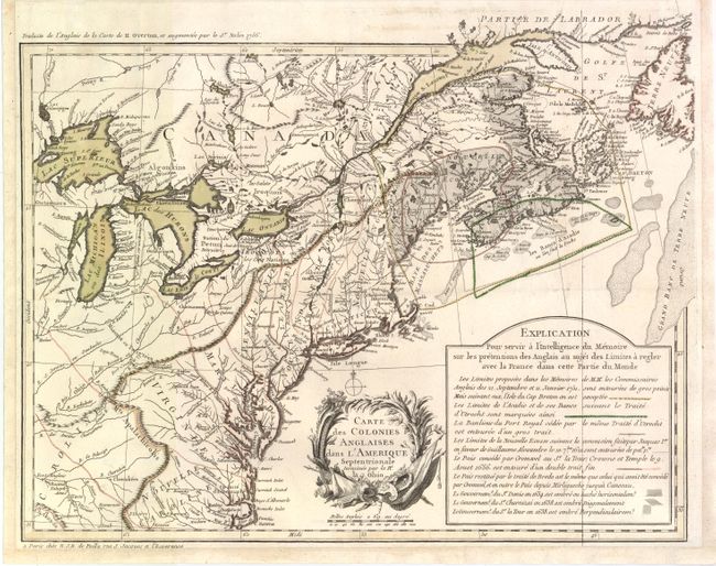 Carte des Colonies Anglaises dans l'Amerique Septentrionale Terminee par la Re. Ohio
