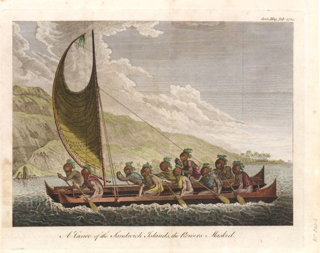A Canoe of the Sandwich Islands, the Rowers Masked