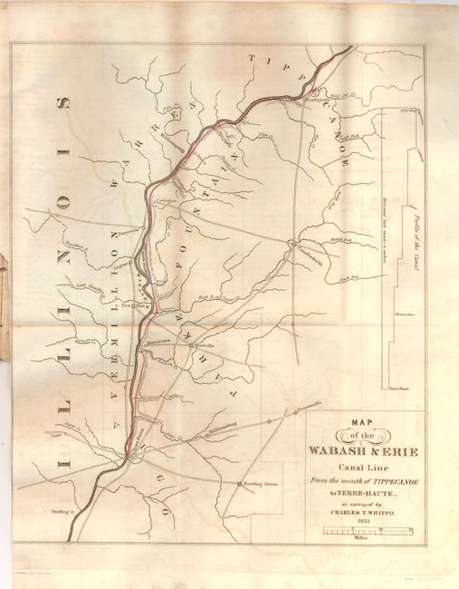 Map of the Wabash & Erie Canal Line from the Mouth of Tippecanoe to Terre-Haute as Surveyed by Charles T. Whippo [with HR report]