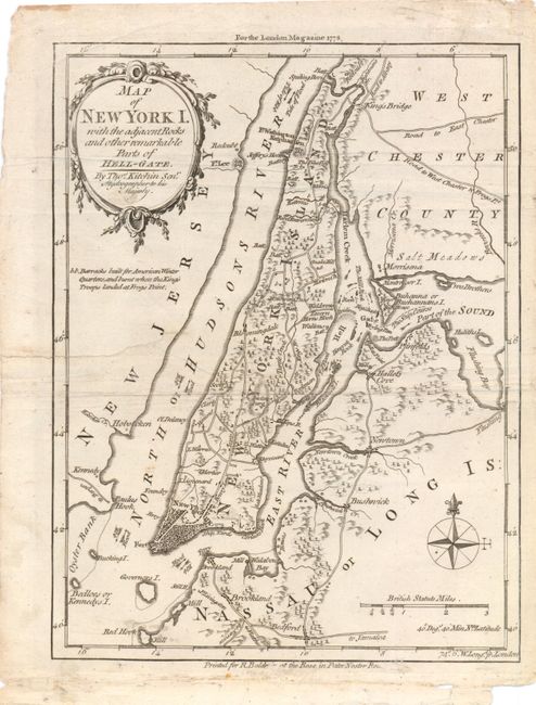 Map of New York I. With the Adjacent Rocks and Other Remarkable Parts of Hell-Gate