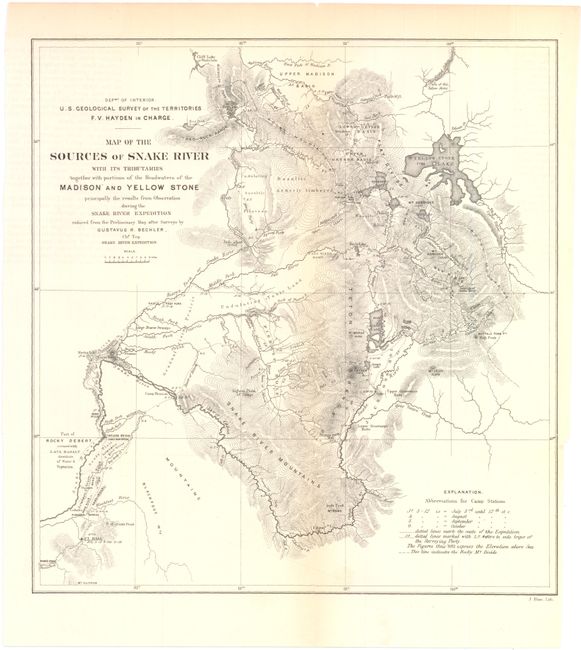 Map of the Sources of Snake River, with its Tributaries together with Portions of the Headwaters of the Madison and Yellow Stone