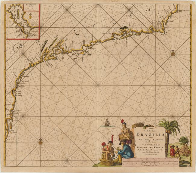 Pas-kaart, Van de Zee-Kusten van, Brazilia, Tusschen, C.S. Thome en I.S. Catharina