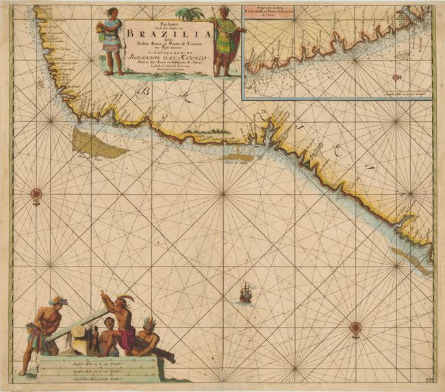 Pas-Kaart van de Zee-Kusten van Brazilia, tusschen Bahia Baxa en Punto de Lucena