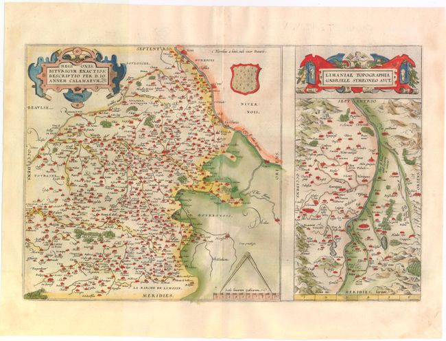 Regionis Biturigum Exactiss: Descriptio per D. Ioannem Calamaeum [on sheet with] Limaniae Topographia Gabriele Symeoneo Auct.