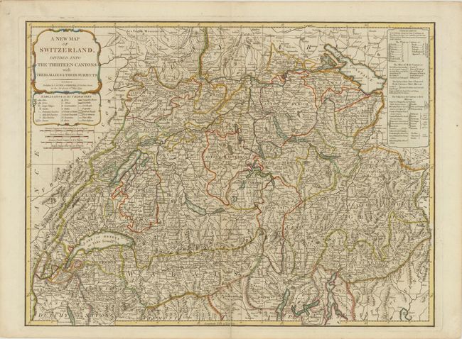 A New Map of Switzerland, Divided into the Thirteen Cantons with Their Allies & Their Subjects