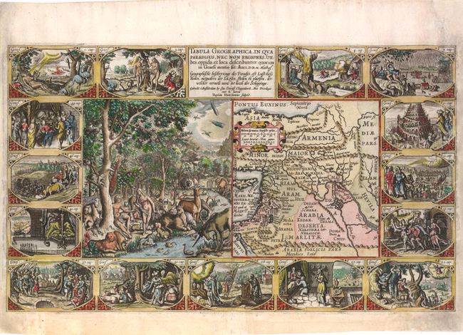 Tabula Geographica, in Qua Paradisus, nec Non Regiones, Urbes, oppida, et loca describuntur; quorum in Genesi mentio fit: Auct. D.R.M. Mathes