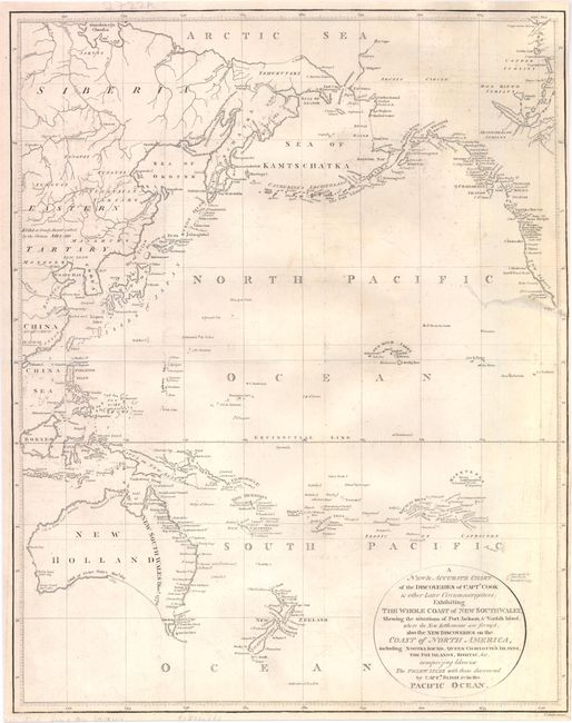A New & Accurate Chart of the Discoveries of Captn. Cook & other Later Circumnavigators: Exhibiting the Whole Coast of New South Wales, Shewing the Situations of Port Jackson, & Norfolk Island, where the New Settlements are Formed