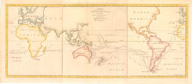 Chart of the Track of the Dolphin, Tamar, Swallow & Endeavour, through the South Seas; & of the Track of M. Bougainville, Round the World