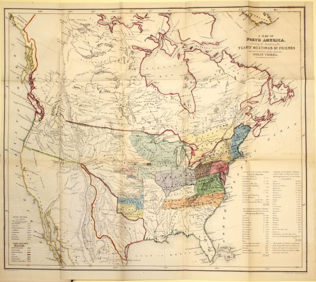 A Map of North America, Denoting the Boundaries of the Yearly Meetings of Friends and the Locations of the Various Indian Tribes [and] Aboriginal America, East of the Mississippi [complete with report]