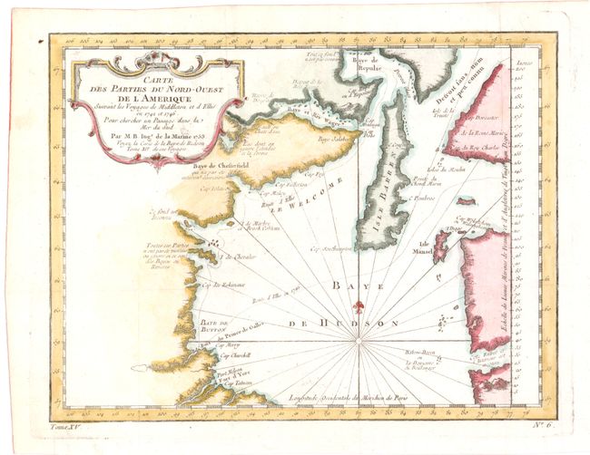 Carte des Parties du Nord-Ouest de l'Amerique Suivant les Voyages de Middleton et d'Ellis en 1742 et 1746 pour Chercher un Passage dans la Mer du Sud