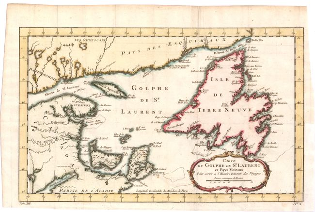 Carte du Golphe de St. Laurent et Pays Voisins pour Servir a l'Histoire Generale des Voyages