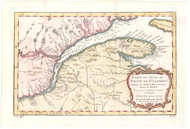 Carte du Cours du Fleuve de St. Laurent Depuis son Embouchure Jusqu'au Dessus de Quebec, pour Servir a l'Histoire Generale des Voyages