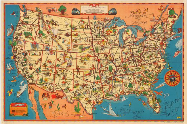 A Good-Natured Map of the United States Setting Forth the Services of The Greyhound Lines and a Few Principle Connecting Bus Lines