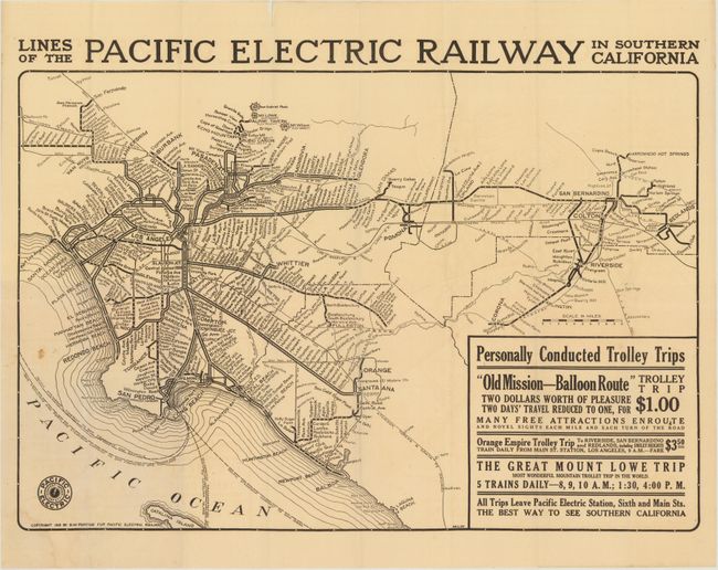 Lines of the Pacific Electric Railway in Southern California [and] [Time Tables and Los Angeles Sightseeing Brochure]