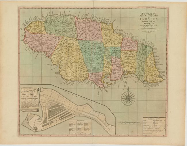 Bowles's New Pocket Map of Jamaica, Divided into it's Parishes &c. from the Actual Surveys of Sheffield and Others