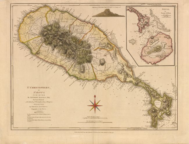 St. Christophers, or St. Kitts, Surveyed by Anthony Ravell Esqr. Surveyor General of the Islands of St. Christophers, Nevis & Montserrat