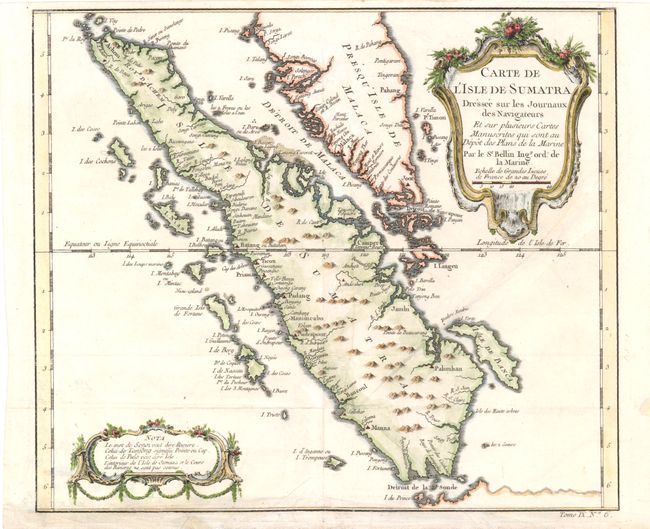 Carte de l'Isle de Sumatra Dressee sur les Journaux des Navigateurs et sur Plusieurs Cartes Manuscrites qui sont au Depot des Plans de la Marine