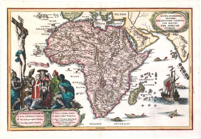 Mappa Geographica Exhibens Religionem Catholicam Alicubi per Africam Sparsam