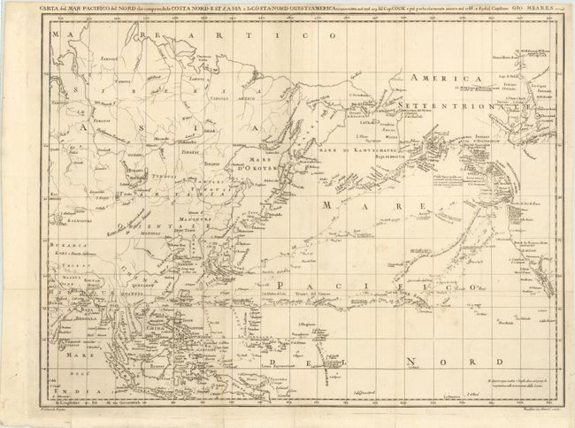 Carta del Mar Pacifico del Nord che Comprende la Costa Nord-Est d'Asia e la Costa-Nord-Ouest d'America