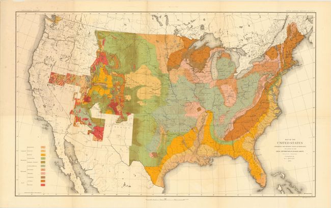 Map of the United States Exhibiting the Present Status of Knowledge Relating to the Areal Distribution of Geologic Groups [and] Map of the United States Exhibiting the Progress Made in the Geographic Survey