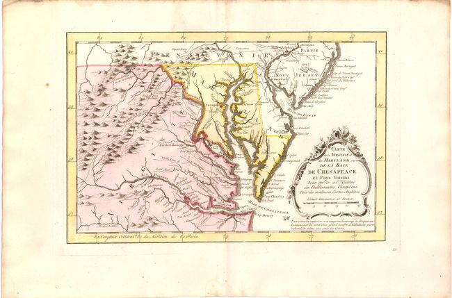 Carte de la Virginie et du Maryland, ou de la Baie de Chesapeack et Pays Voisins pour Servir a lHistoire des Etablissemens Europeens