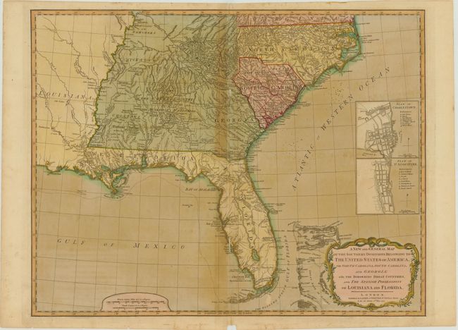 A New and General Map of the Southern Dominions Belonging to the United States of America viz:  North Carolina, South Carolina, and Georgia with  Louisiana and Florida