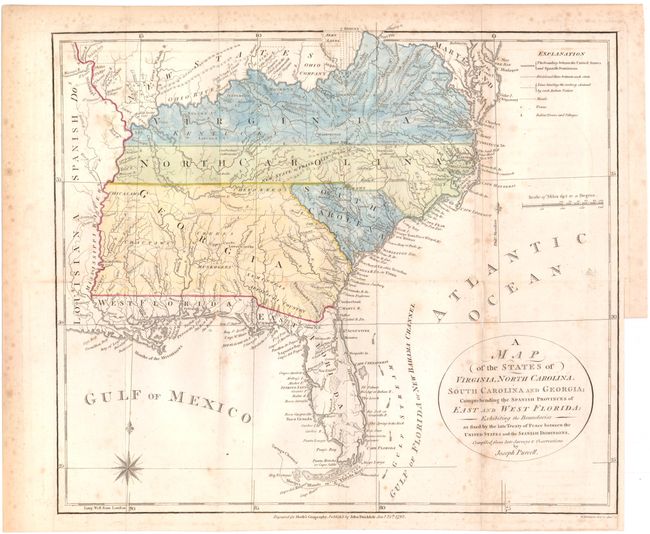 A Map of the States of Virginia, North Carolina, South Carolina and Georgia: Comprehending the Spanish Provinces of East and West Florida: Exhibiting the Boundaries as Fixed by the Late Treaty of Peace Between the United States and the Spanish Dominions