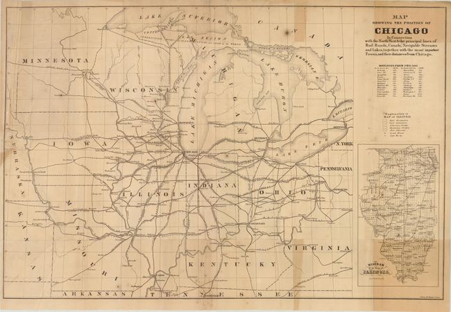 Map Showing the Position of Chicago in Connection with the North West & the Principal Lines of Rail Roads, Canals, Navigable Streams and Lakes