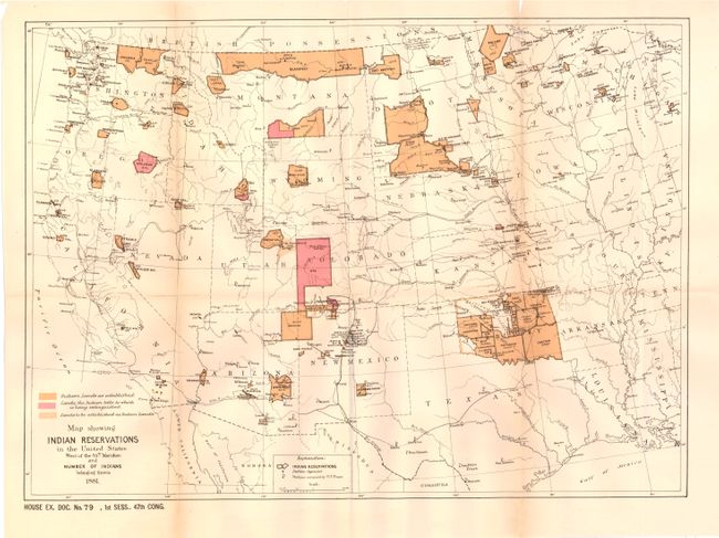 Map Showing Indian Reservations in the United States West of the 84th Meridian and Number of Indians Belonging Thereto