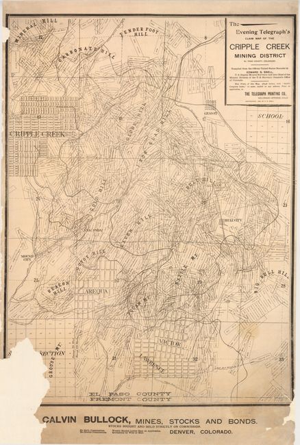 The Evening Telegraph's Claim Map of the Cripple Creek Mining District