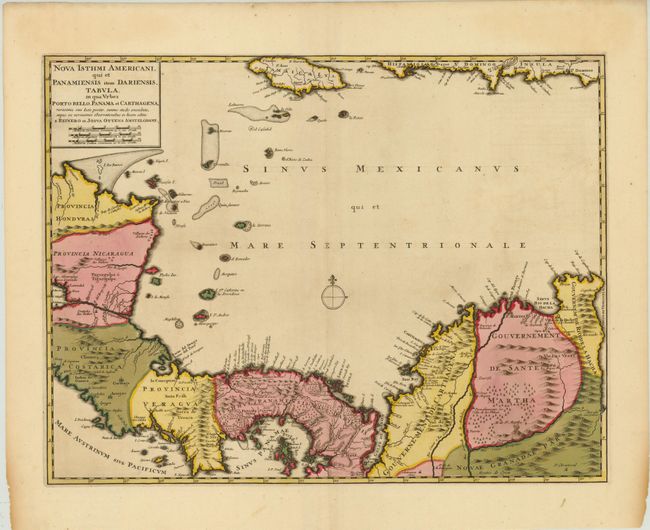 Nova Isthmi Americani, qui et Panamiensis item Dariensis, Tabula, in qua Urbes Porto Bello, Panama et Carthagena...