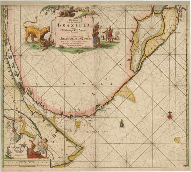 Pas-Kaart, van de Zee-Kusten van, Brazilia, Tusschen, I.S. Catharina, en C.S. Anthonio