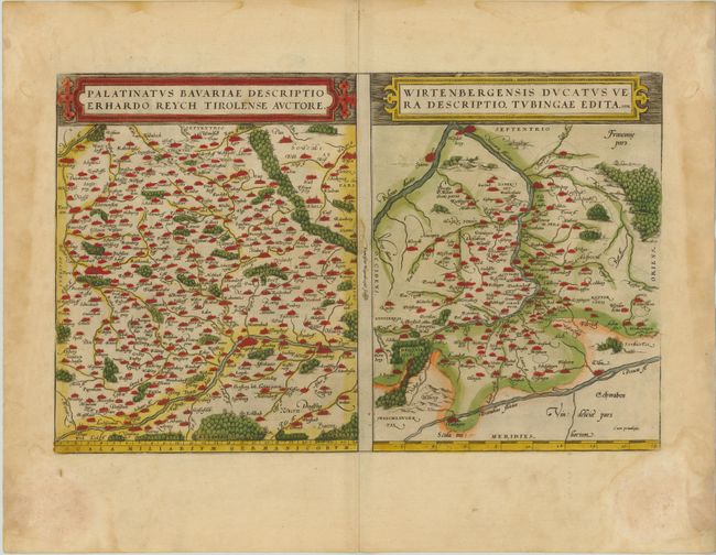 Palatinatus Bavariae Descriptio Erhardo Reych Tirolense Auctore [on sheet with] Wirtenbergensis Ducatus Vera Descriptio. Tubingae Edita