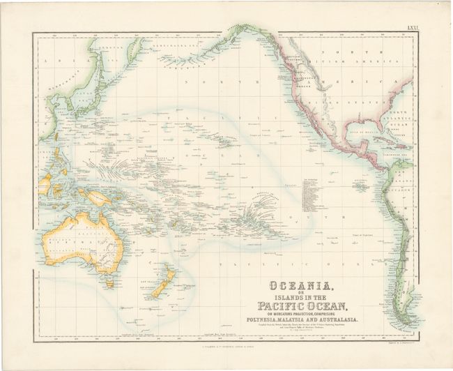 Oceania, or Islands in the Pacific Ocean, on Mercators Projection, Comprising Polynesia, Malaysia and Australasia