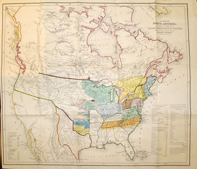 A Map of North America, Denoting the Boundaries of the Yearly Meetings of Friends and the Locations of the Various Indian Tribes [and] Aboriginal America, East of the Mississippi [complete with report]
